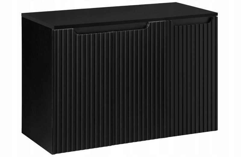 Szafka pod umywalkę łazienkowa Furnidea Nova Black czarna z blatem 90 cm ryflowana 1 szt.