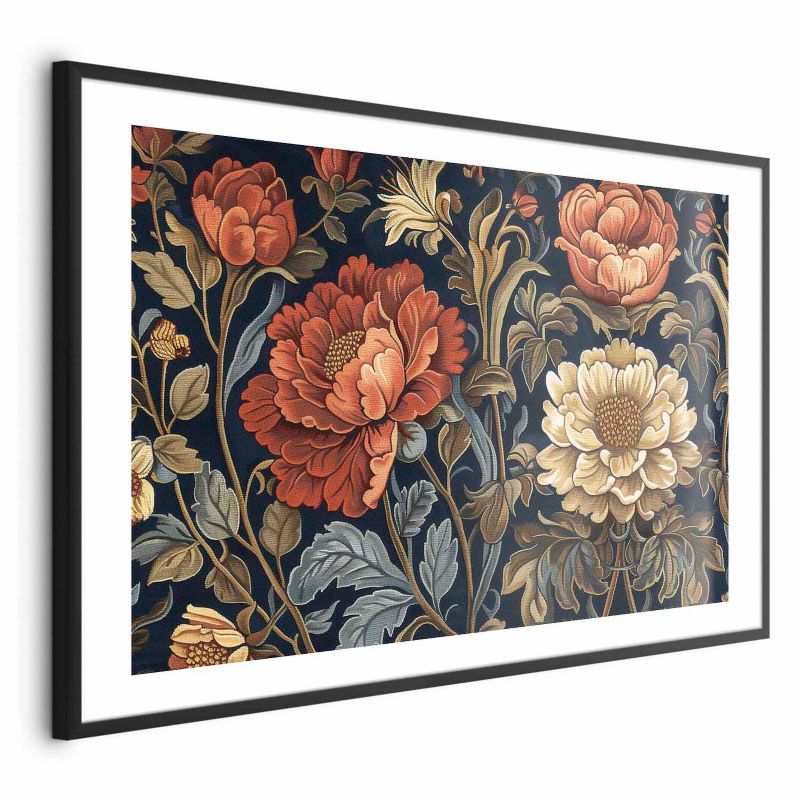 Plakat Artgeist Gobelinowe kwiaty 60x40 cm z ramą czarną 1 szt
