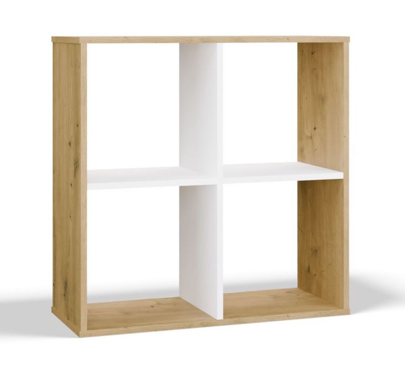 Regał Topeshop Malax 2x2 Dąb Artisan Biel 75x75x30