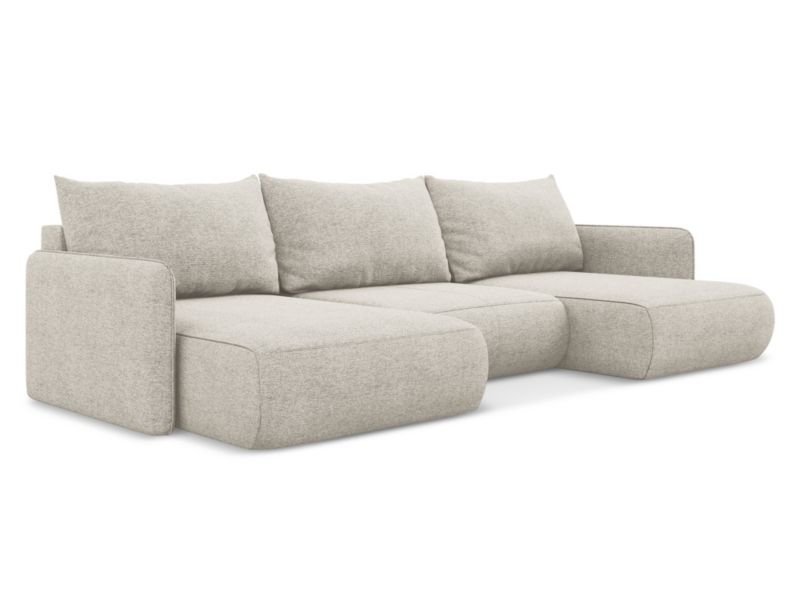 Sofa panoramiczna z funkcją spania Makamii Nanea z tkaniny szenilowej 290x148 cm srebrny 1 szt.