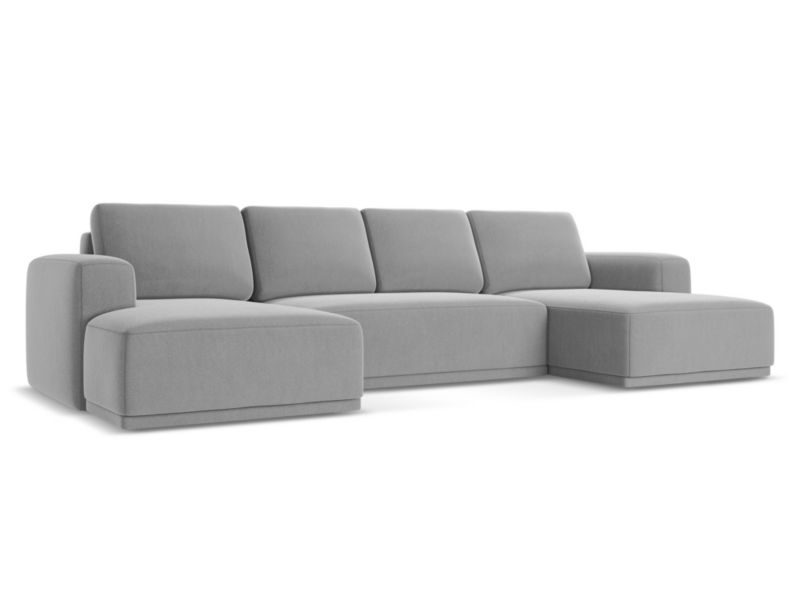 Sofa panoramiczna z funkcją spania Makamii Kaila z tkaniny welwetowej 333x160 cm szary 1 szt.