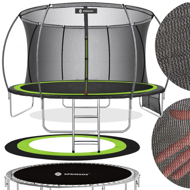 Trampolina ogrodowa z siatką wewnętrzną i drabinką Springos 12 FT 360/366/369 cm dla dzieci 1 szt.