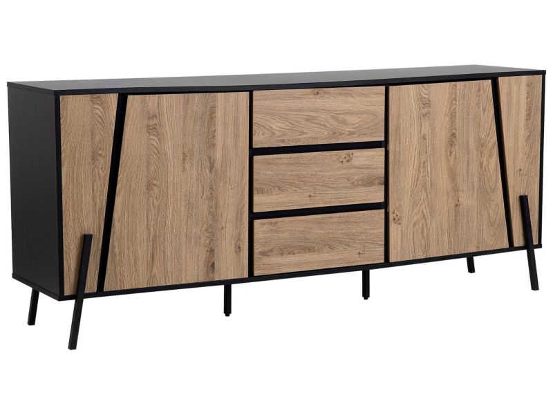 Komoda jasne drewno z czarnym Blackpool 1 szt.