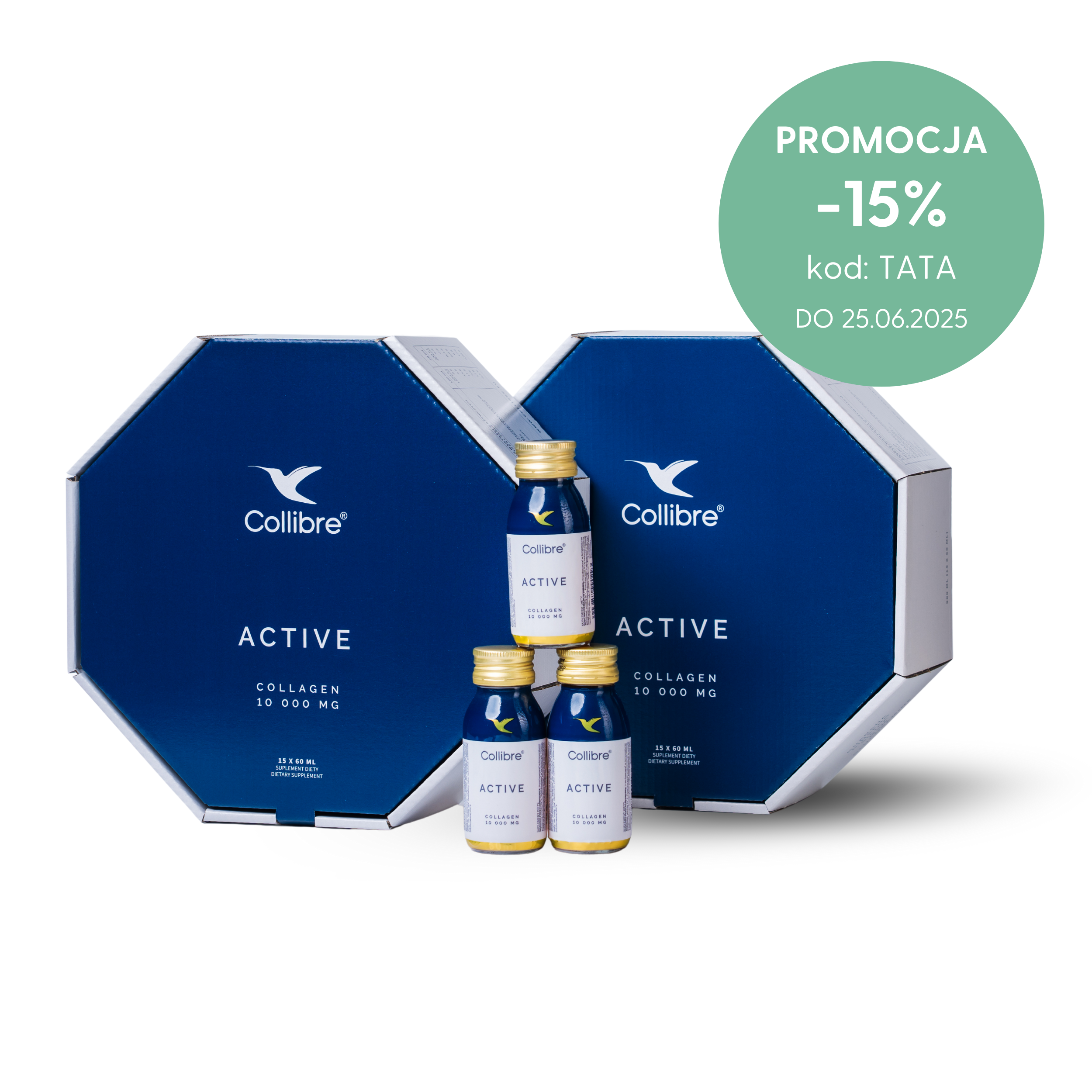 Collibre - Active Shot Kolagen do picia - Zdrowe mięśnie, 30 butelek (Zawartość zestawu: 30 x butelka 60ml)