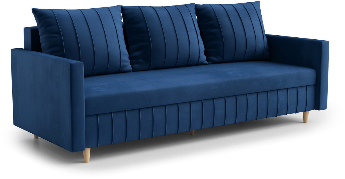 Welurowa sofa z funkcją spania i pojemnikiem do salonu FOCUS