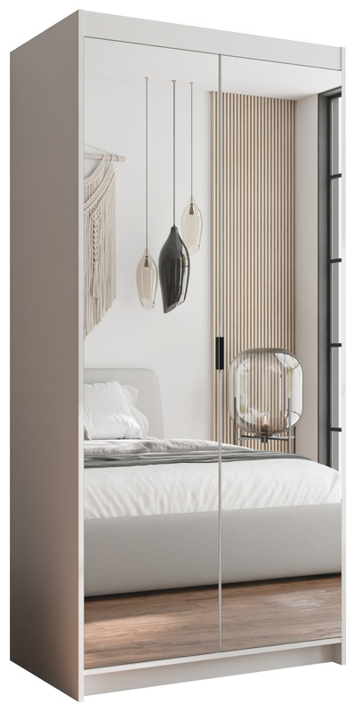 Biała dwudrzwiowa szafa modułowa z lustrem 90 cm KUBA