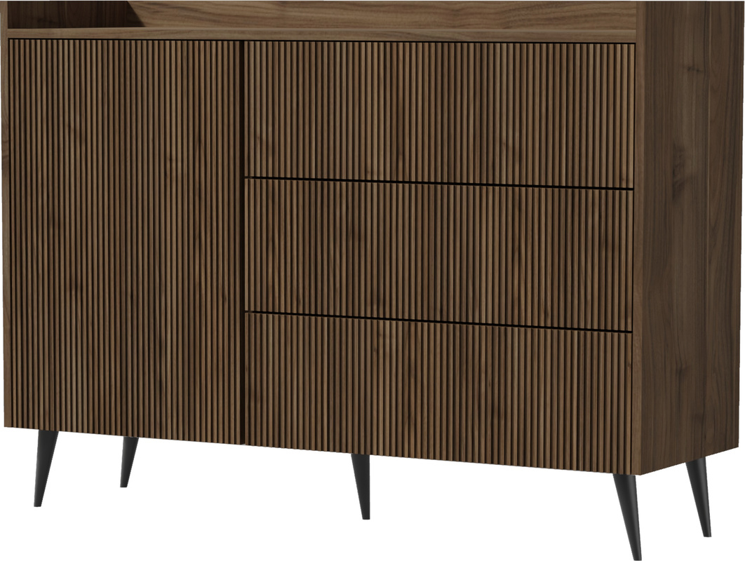 Komoda do salonu na nóżkach nowoczesna 126 cm ASPERO orzech