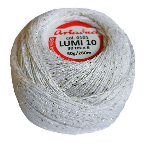 kordonek Ariadna Lumi 10 kol.0101 / jasny ekrii -złota nitka