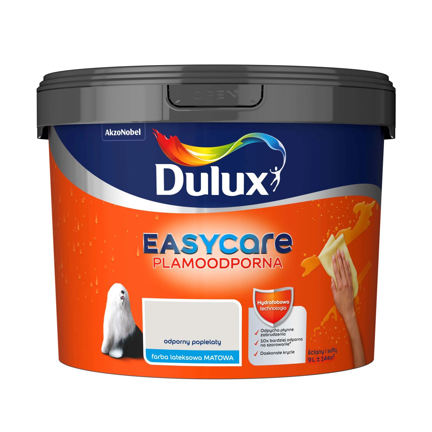 Farba plamoodporna Dulux Easy Care odporny popielaty 9l