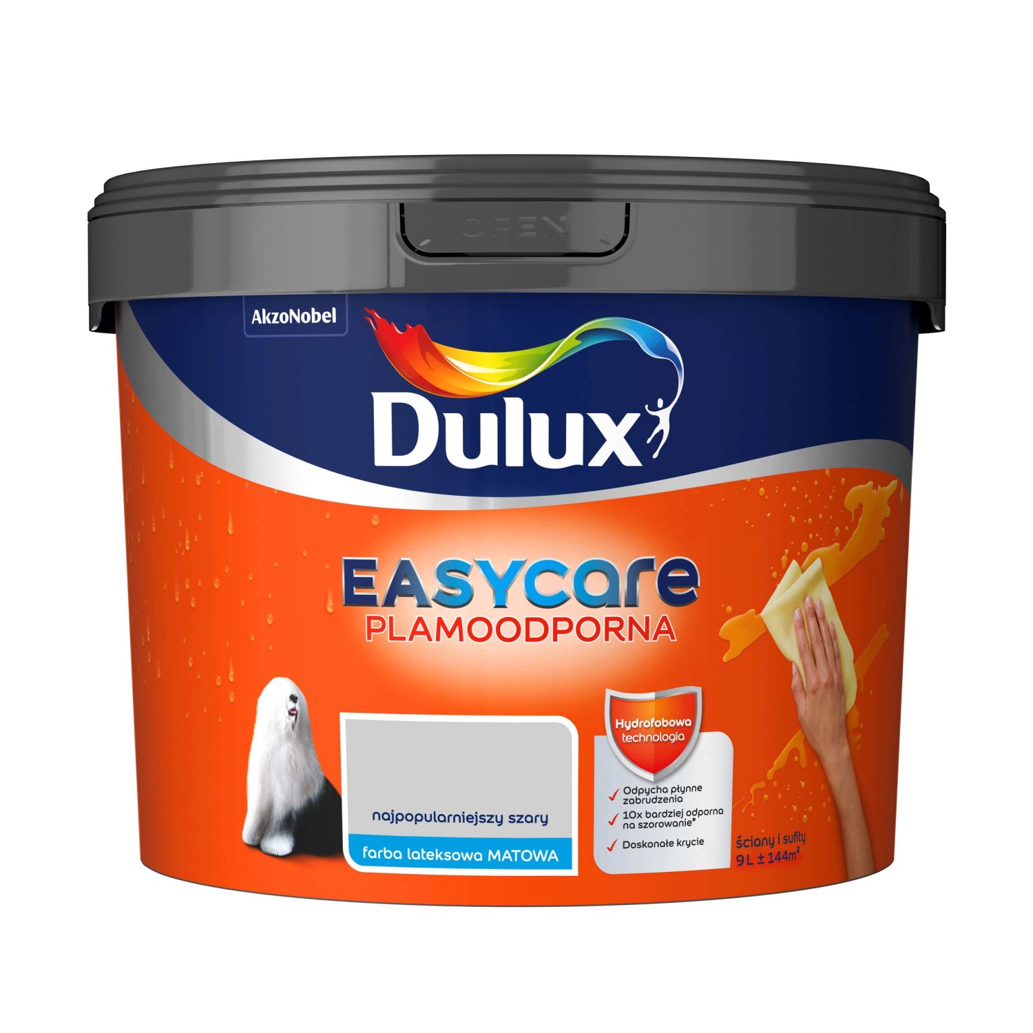 Farba plamoodporna Dulux Easy Care najpopularniejszy szary 9l