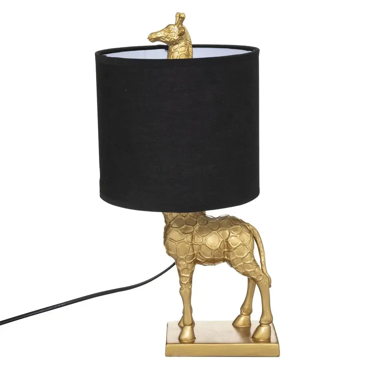 Lampka nocna złota żyrafa z czarnym kloszem 42 cm DB