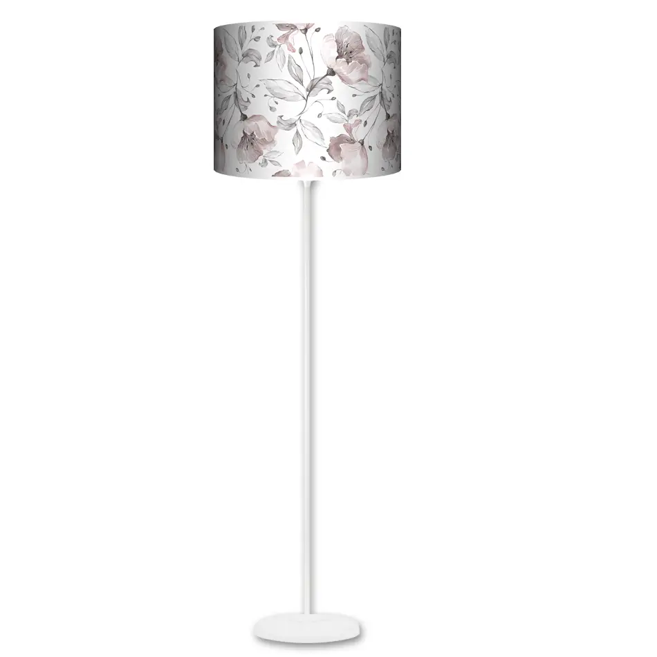 Lampa stojąca MAXI - magnolie na bieli - kolor podstawy do wyboru FL - biały