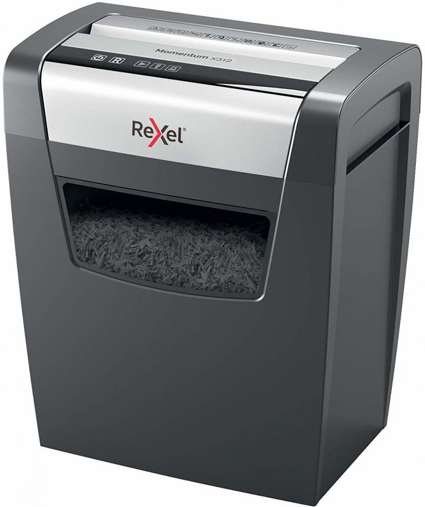 Niszczarka do papieru Rexel Momentum X312, konfetti 5x42mm, 12 kartek, P-3 DIN, czarny