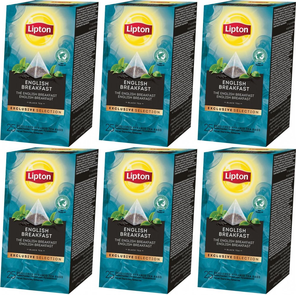 6x Herbata czarna w piramidkach Lipton English Breakfast, 25 sztuk x 2g