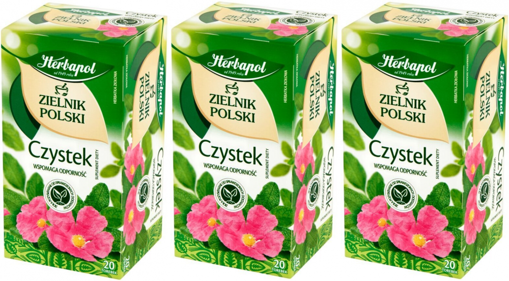 3x herbata ziołowa w torebkach Herbapol Zielnik Polski, czystek, 20 sztuk x 2g