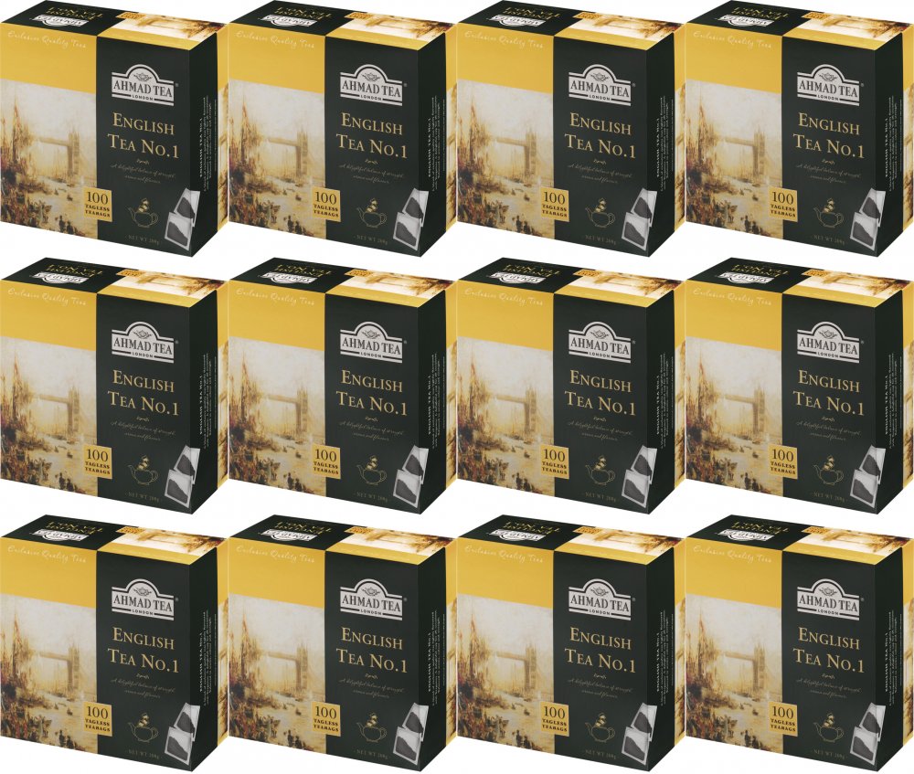 12x Herbata czarna w torebkach bez zawieszki Ahmad Tea English No.1, 100 sztuk x 2g