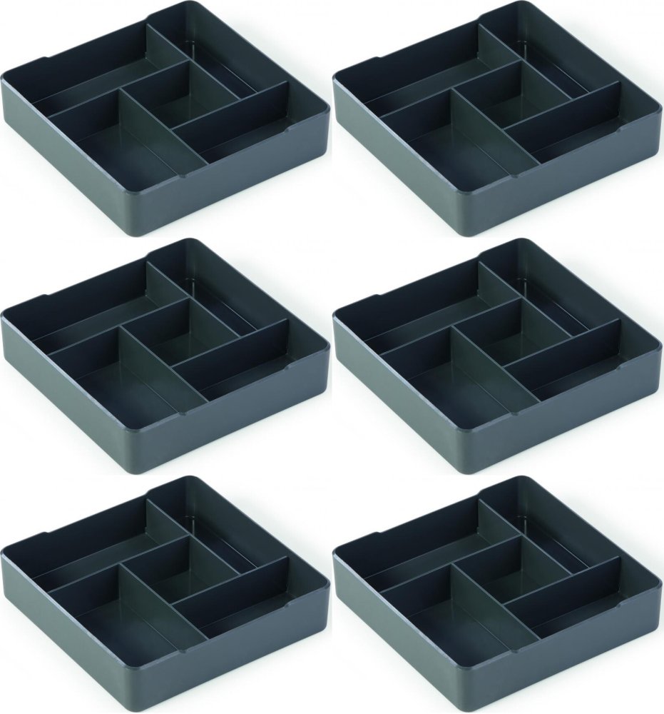 6x Pojemnik z przegródkami do kawy/herbaty Durable Coffee point case, antracytowy