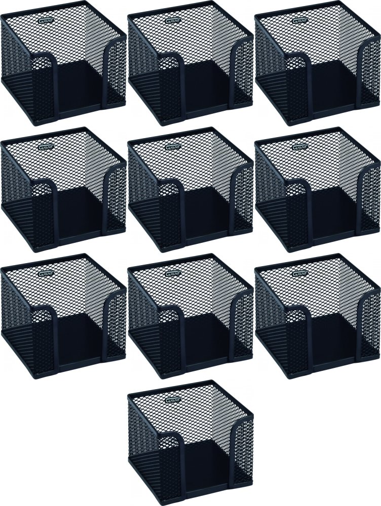 10x Pojemnik na karteczki Grand GR-043, 78x105x105mm, metalowy (druciany), czarny