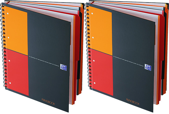 2x Kołonotatnik Oxford International Filingbook, A4+, w kratkę, 100 kartek, okładka kartonowa, szary