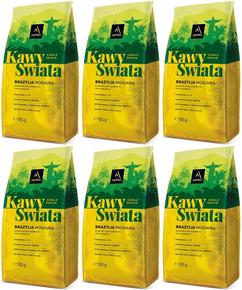 6x Kawa ziarnista Astra Brazlia Mogiana, 185g