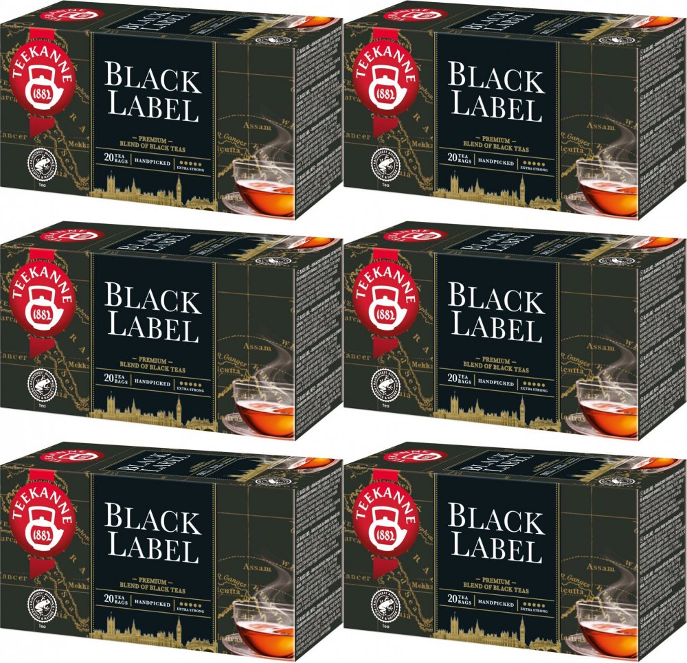 6x Herbata czarna w torebkach Teekanne Black Label, 20 sztuk x 2g
