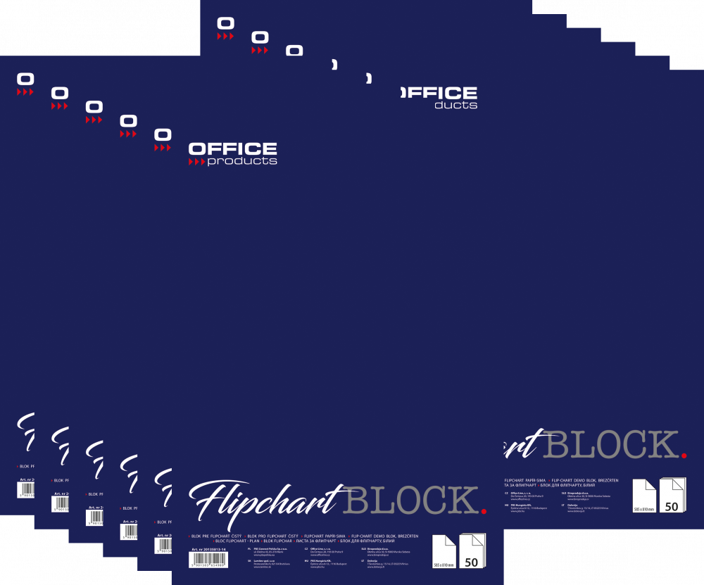 12x Blok do flipchartów Office Products, 58.5x81cm, gładki, 50 kart