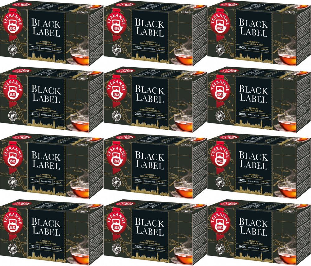 12x Herbata czarna w torebkach Teekanne Black Label, 20 sztuk x 2g