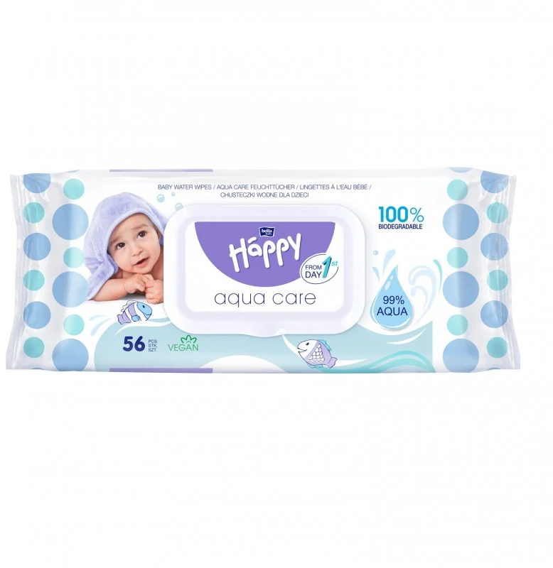 Chusteczki nawilżane Bella Happy Aqua Care, 56 sztuk