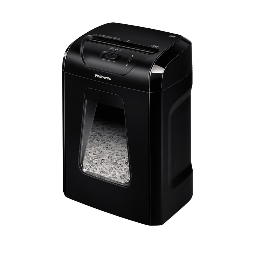 Niszczarka Fellowes 12C, ścinek 4x40mm, 12 kartek, P-4/T-4 DIN, czarny