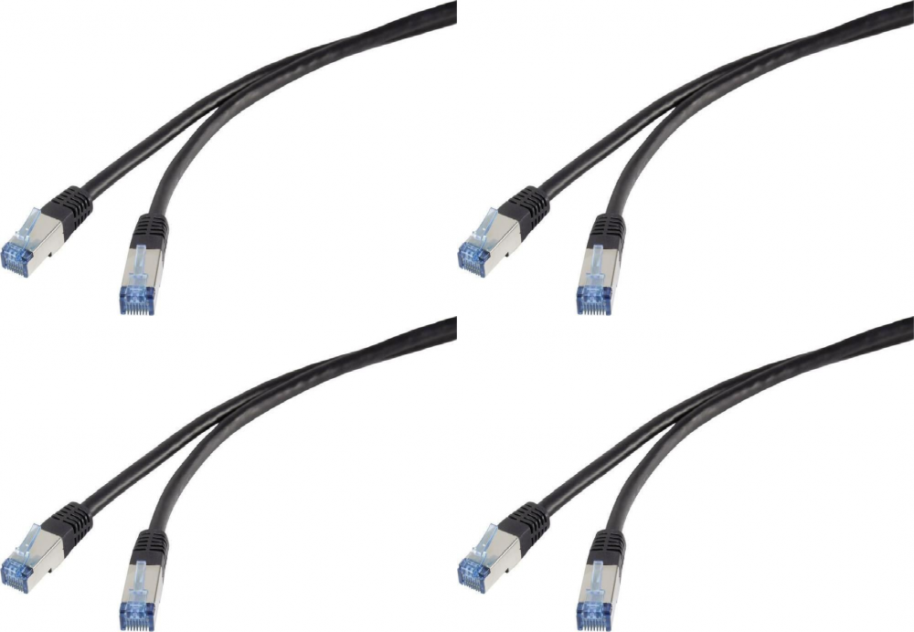 4x Kabel internetowy/patchcord LogiLink CAT.6A S/FTP PVC + PE, 2 m, czarny