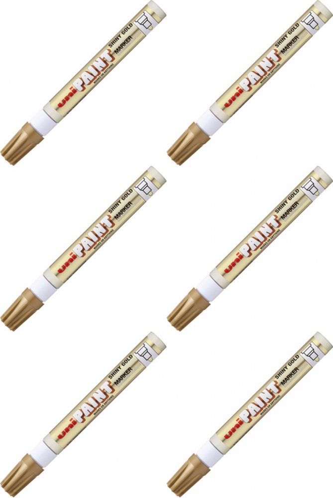 6x Marker olejowy UNI PX-20, okrągła, 2.2-2.8mm, błyszczący złoty
