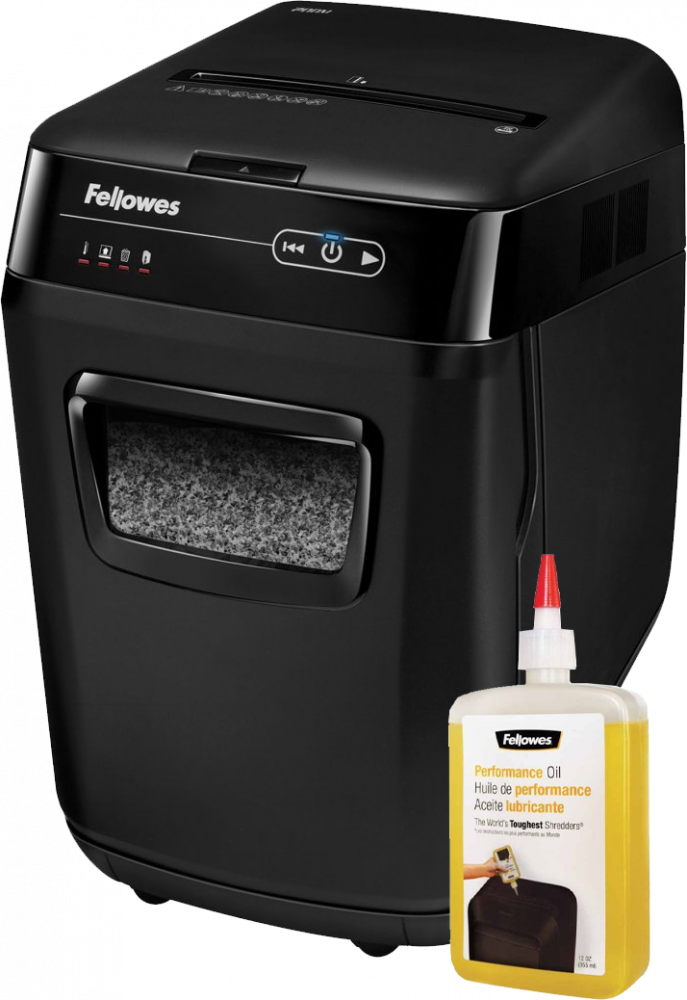 Zestaw: Niszczarka automatyczna Fellowes AutoMAX 200M + Olej do niszczarek Fellowes, 355ml
