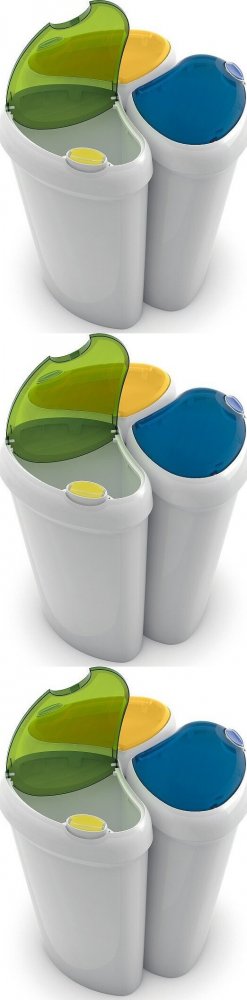 3x Kosz do segregowania śmieci Kis Lotus, 30l, 3 sztuki, biały