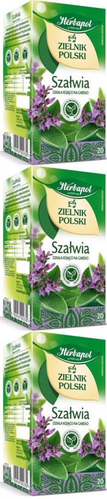 3x Herbata ziołowa w torebkach Herbapol, Zielnik Polski, szałwia, 20 sztuk x 1.2g