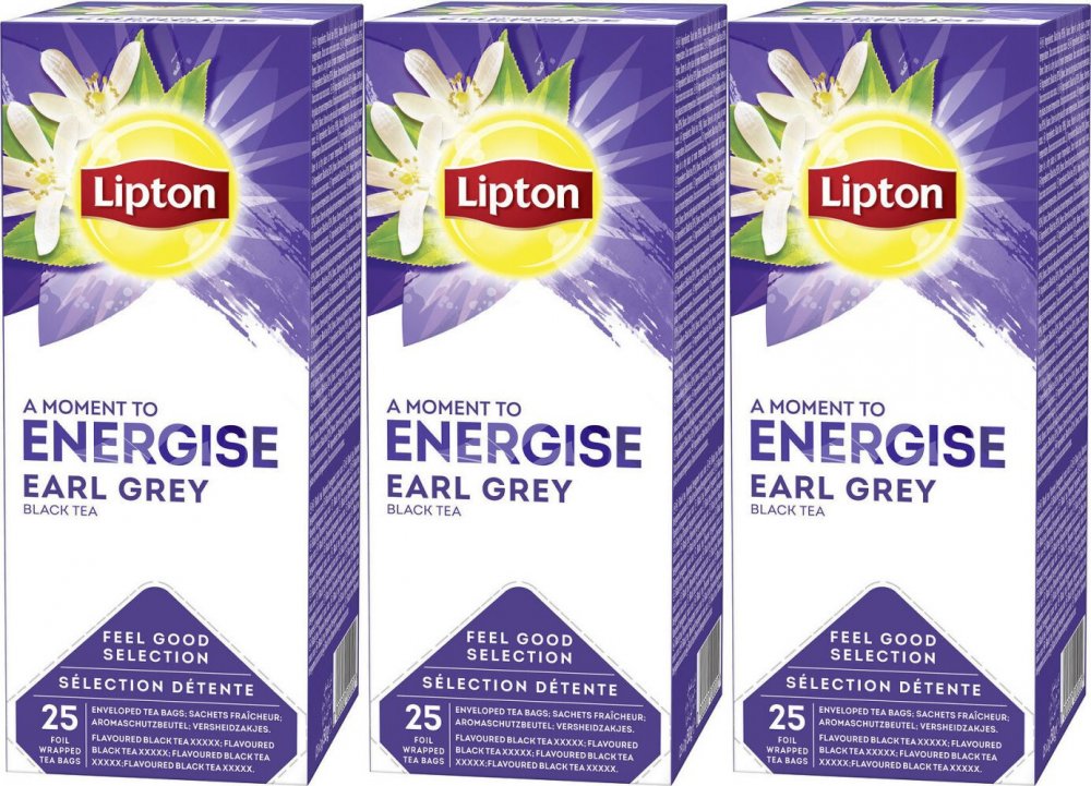 3x Herbata Earl Grey w kopertach Lipton Classic, 25 sztuk x 2g