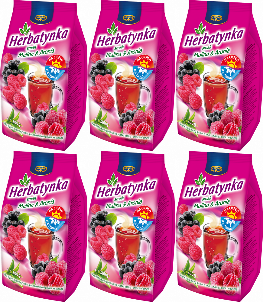 6x Herbata rozpuszczalna Herbatynka Krüger, malina&aronia z wit C, 300g