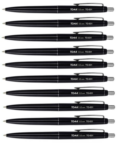 10x długopis automatyczny Toma, TO-031, 0.5 mm, czarny