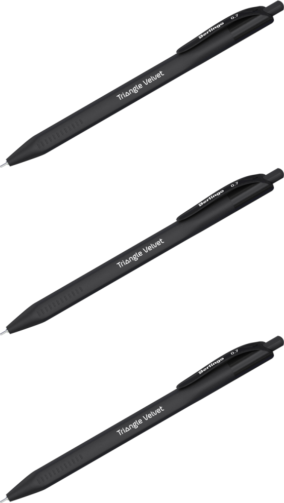 3x Długopis automatyczny Berlingo Triangle Velvet, 0.7mm, niebieski