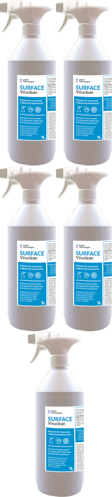 5x Płyn dezynfekujący do powierzchni Liquid Technologies Surface Viruclean, z rozpylaczem, 1l