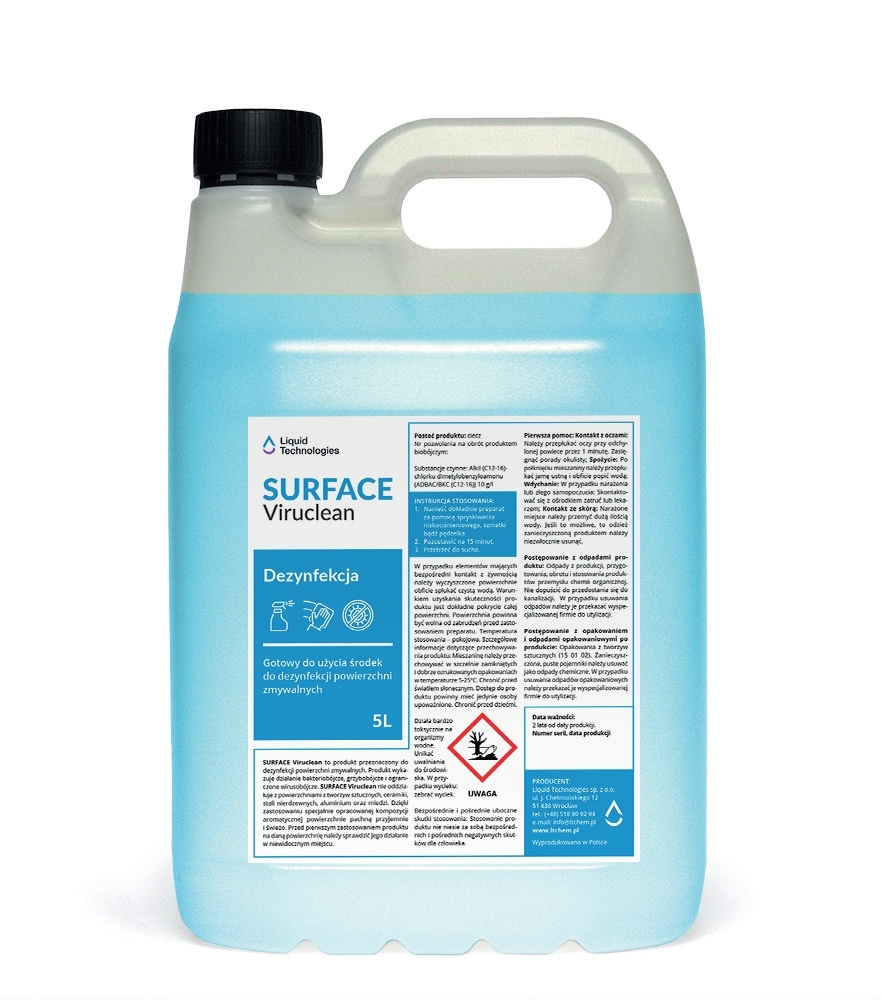 Płyn dezynfekujący do powierzchni Liquid Technologies Surface Viruclean, 5l