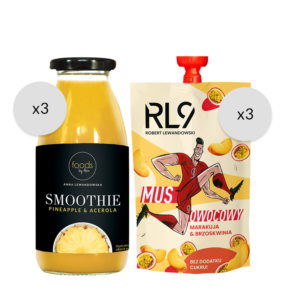 Zestaw: 3x smoothie ananas & 3x RL9 mus owocowy
