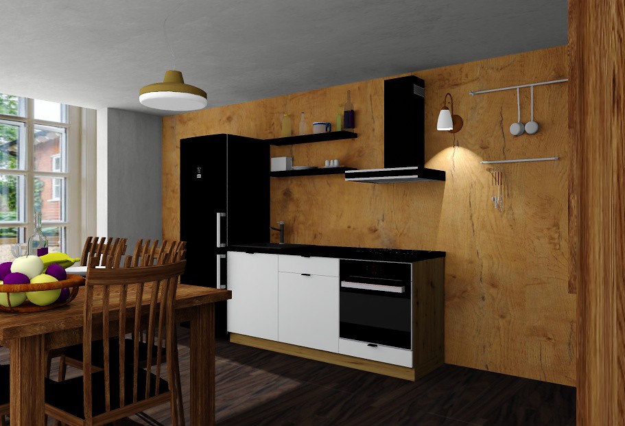 Szafka pod zlew ISABEL D80ZL czarny mat/dąb artisan