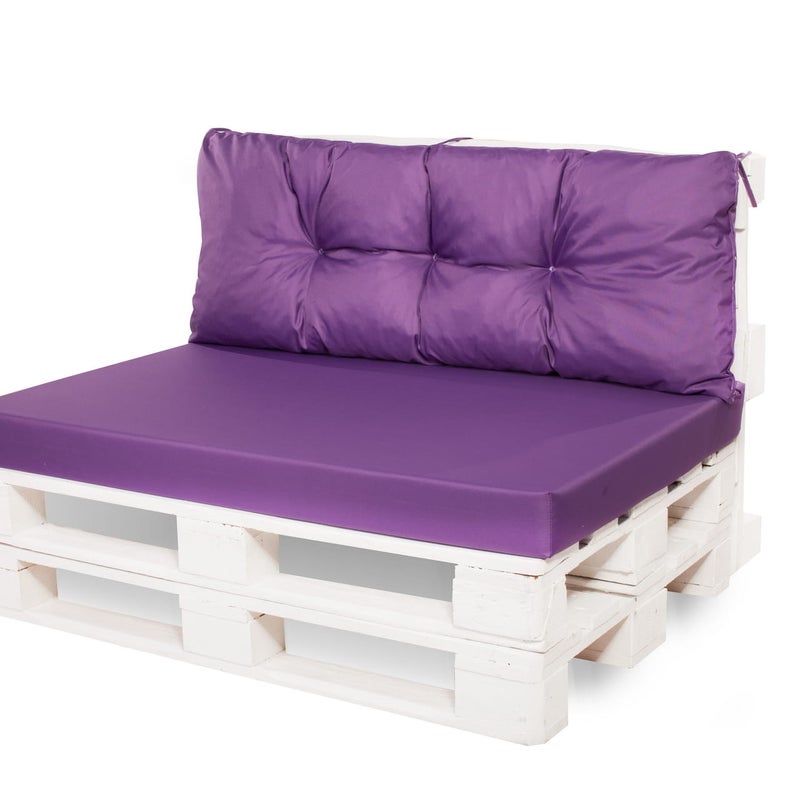 Zestaw poduszek na palety ogrodowe 120x80 Siedzisko-Oparcie 120x40cm poduszki na palety Fioletowe wyodne poduszki na meble ogrodowe z palet euro