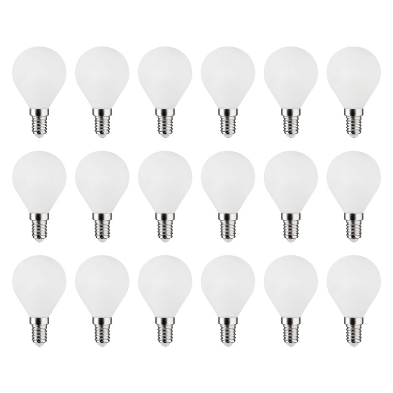 LEXMAN - Opakowanie 18 żarówek LED nieprzezroczystych - E14 - 806LM - 5,9 W, co odpowiada 60 W - Ø 45 mm - 2700 K - Ciepła biel