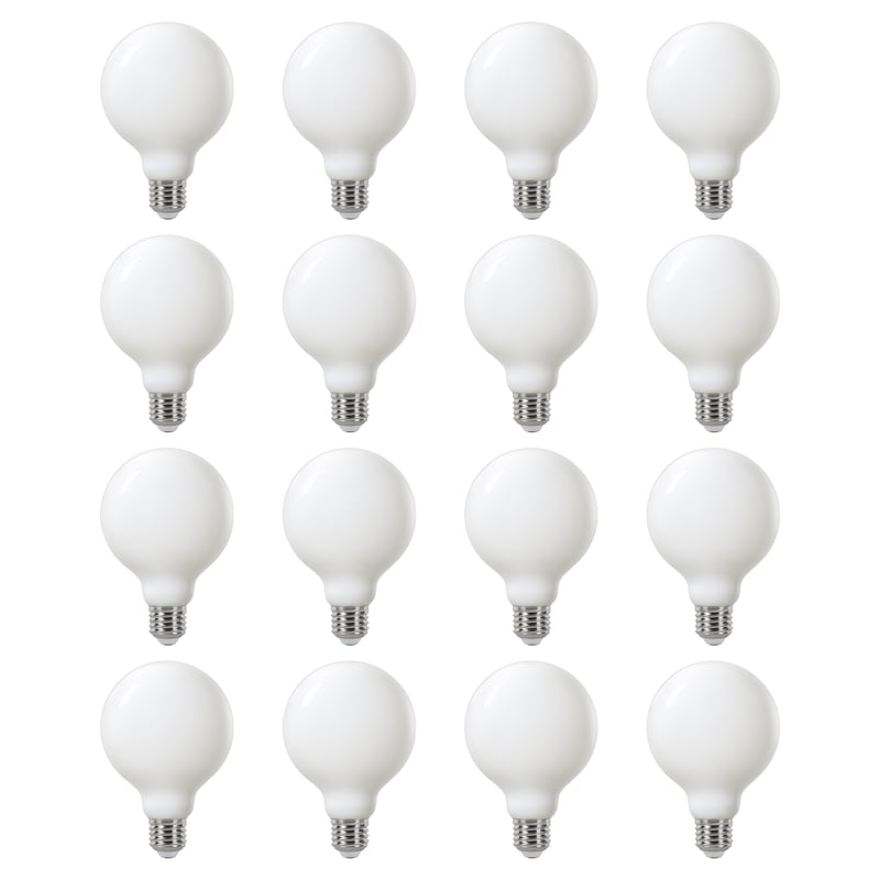 LEXMAN - Opakowanie 16 żarówek LED nieprzezroczystych - E27 - 1055LM - 4,9 W, co odpowiada 75 W - Ø 95 mm - 2700K - Ciepła biel