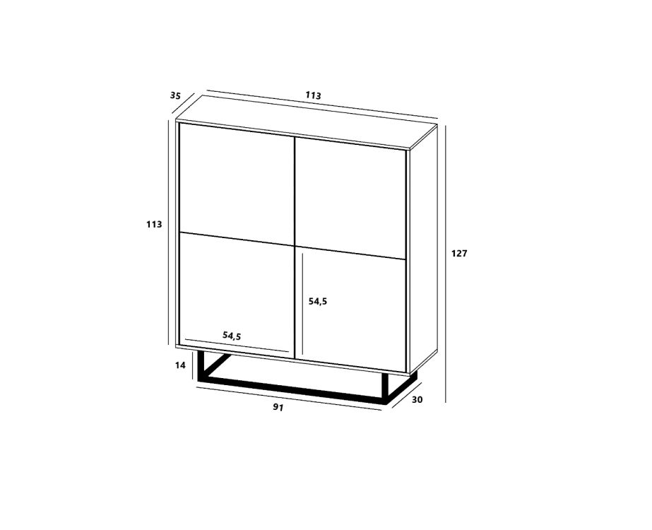 Komoda NILA 4D 113 dąb wotan/biała mat