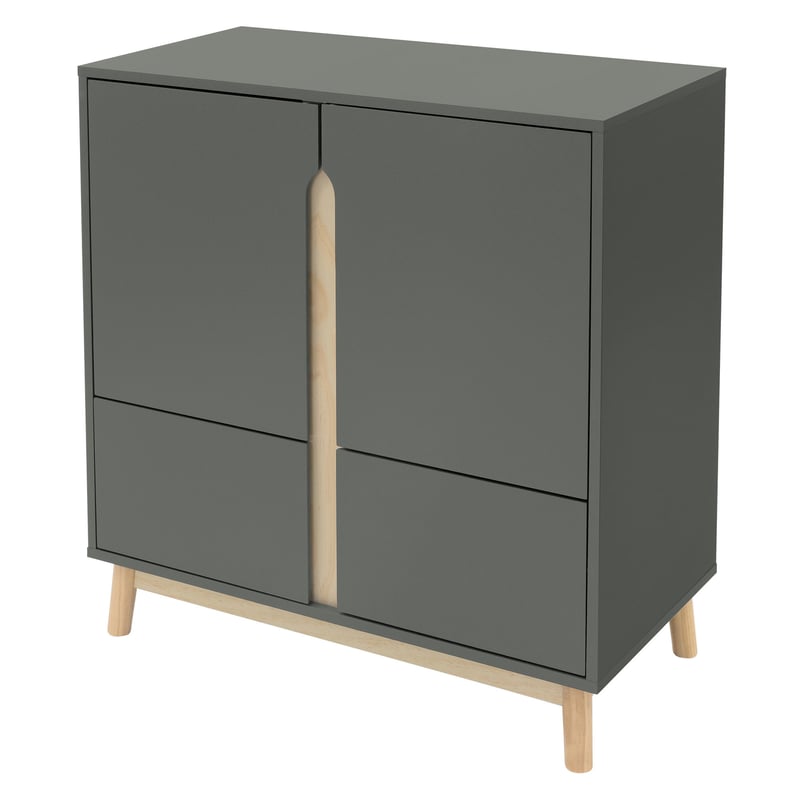 ML-Design kredens 80x40x86 cm zielono-naturalny komoda z 4 drzwiczkami i sosnowymi nózkami szafka kuchenna 4 przegrodami wysoki kredens w formie