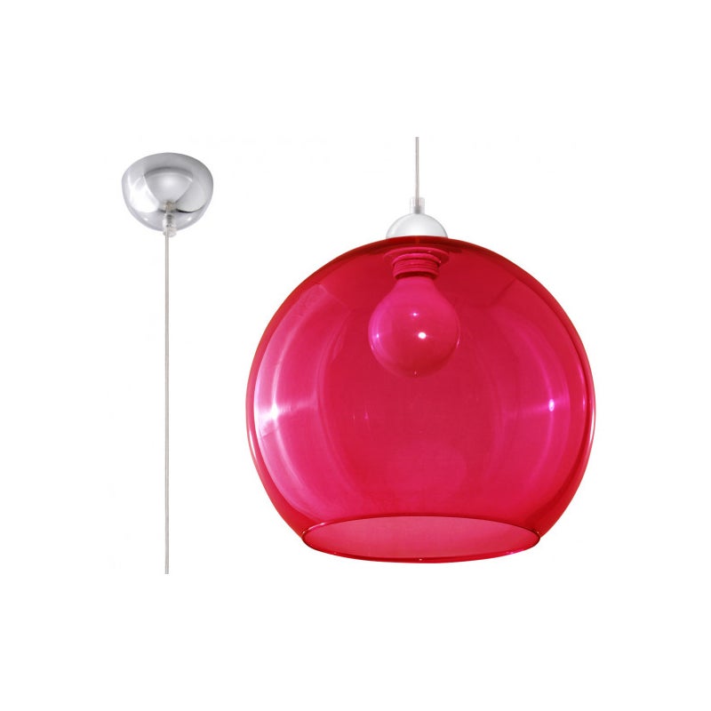 Lampa wisząca BALL czerwona, minimalistyczna - 30x30x120cm Sollux