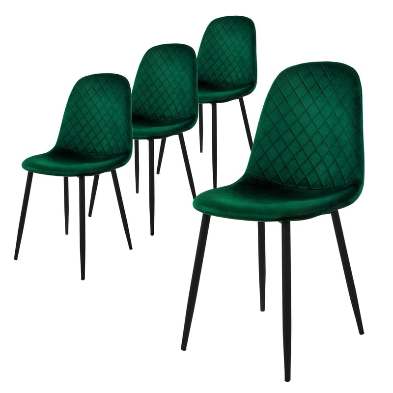 ML-Design zestaw 4 krzesel do jadalni, ciemnozielone, krzeslo kuchenne z aksamitnym obiciem, krzeslo do salonu z oparciem, tapicerowane krzeslo z