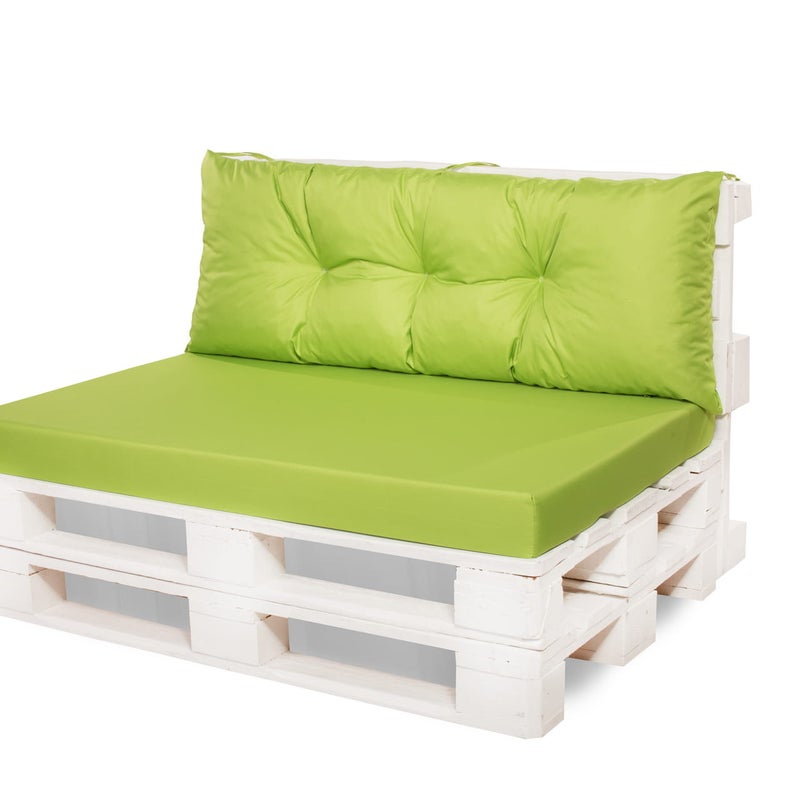 Zestaw poduszek na palety ogrodowe 120x60 Siedzisko-Oparcie 120x40cm poduszki na palety Limonka wyodne poduszki na meble ogrodowe z palet euro